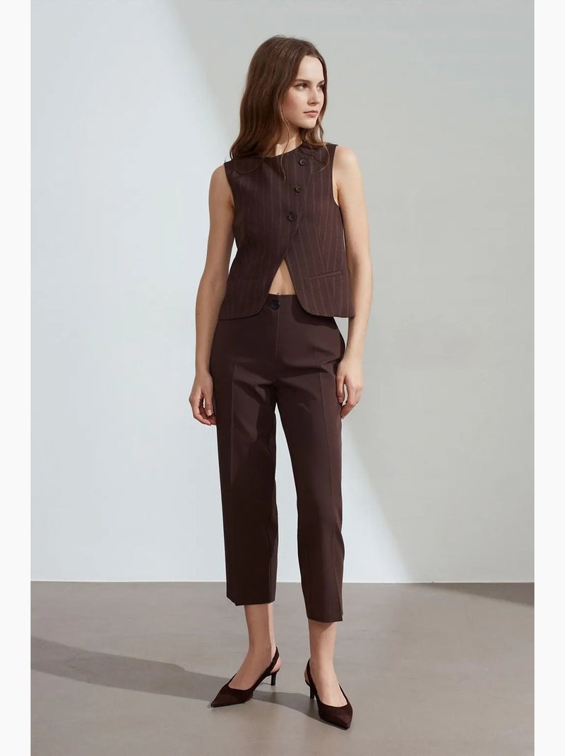 Gilet tissé rayé à boutons dilvin Marron foncé - Kiabi