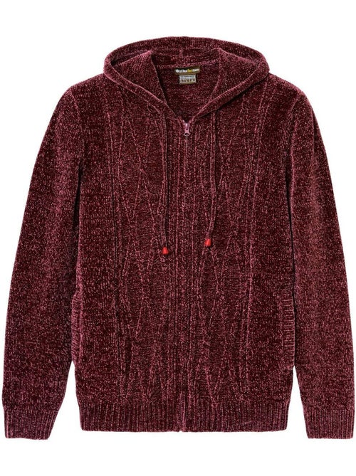 Gilet Tricot à Capuche Maille Chenille  - ATLAS FOR MEN - Kiabi