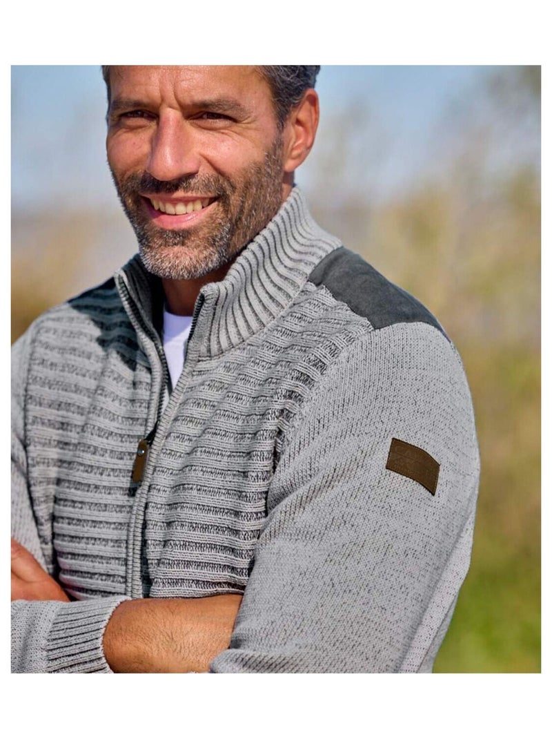 Gilet Tricot Zipp? Atlas(R)?  - ATLAS FOR MEN Gris - Kiabi