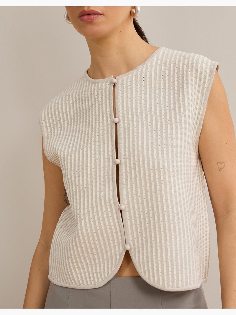 Gilet tricoté, mo fashion Ecru - Kiabi