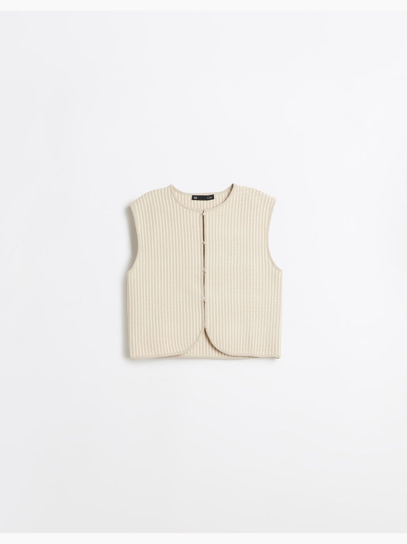 Gilet tricoté, mo fashion Ecru - Kiabi