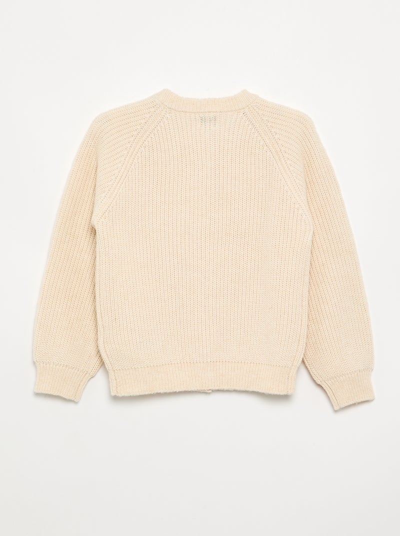 Gilet uni à manches longues Ecru - Kiabi
