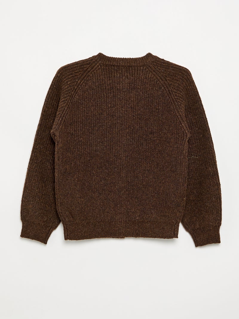 Gilet uni à manches longues Marron - Kiabi