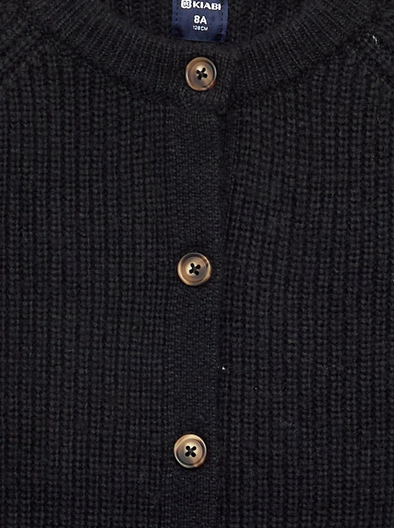 Gilet uni à manches longues Noir - Kiabi