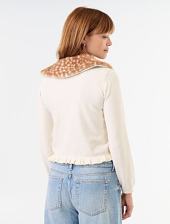 Gilet uni avec fausse fourrure au col