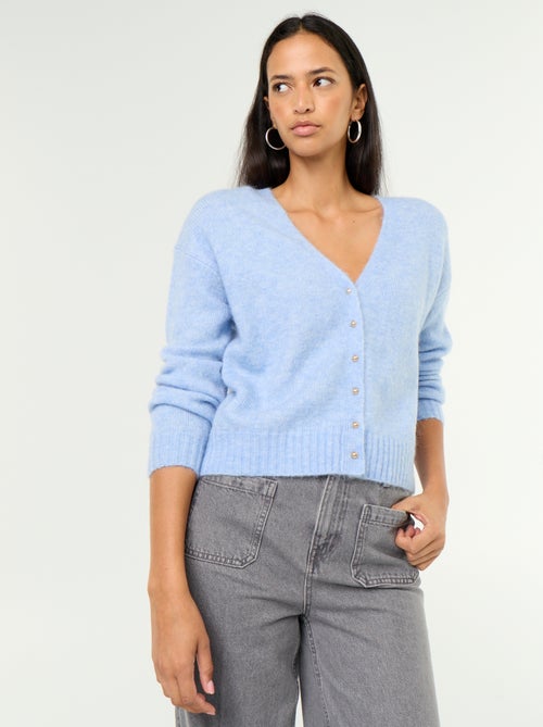 Gilet uni boutonné en maille grosse jauge - Kiabi