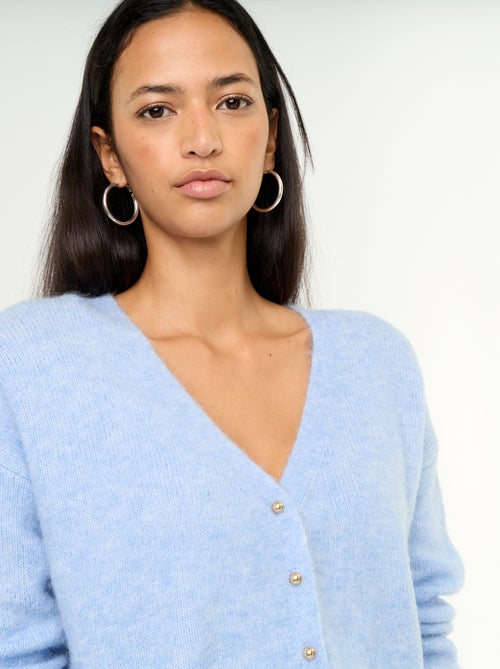 Gilet uni boutonné en maille grosse jauge - Kiabi
