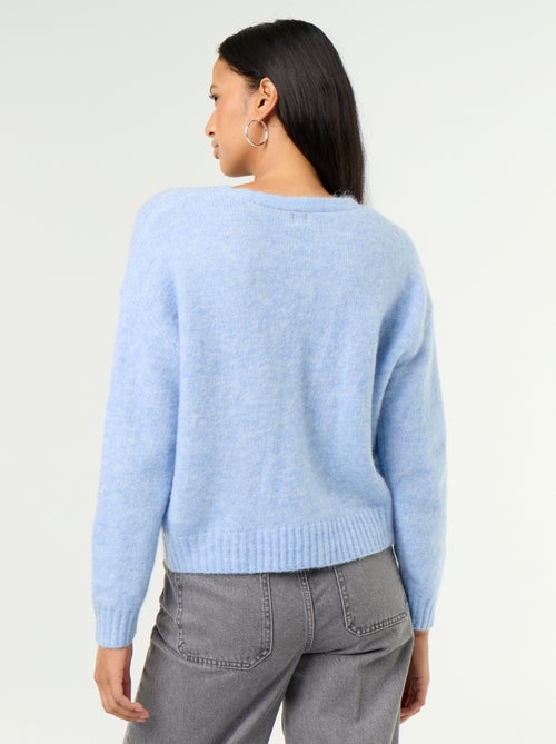 Gilet uni boutonné en maille grosse jauge - Kiabi