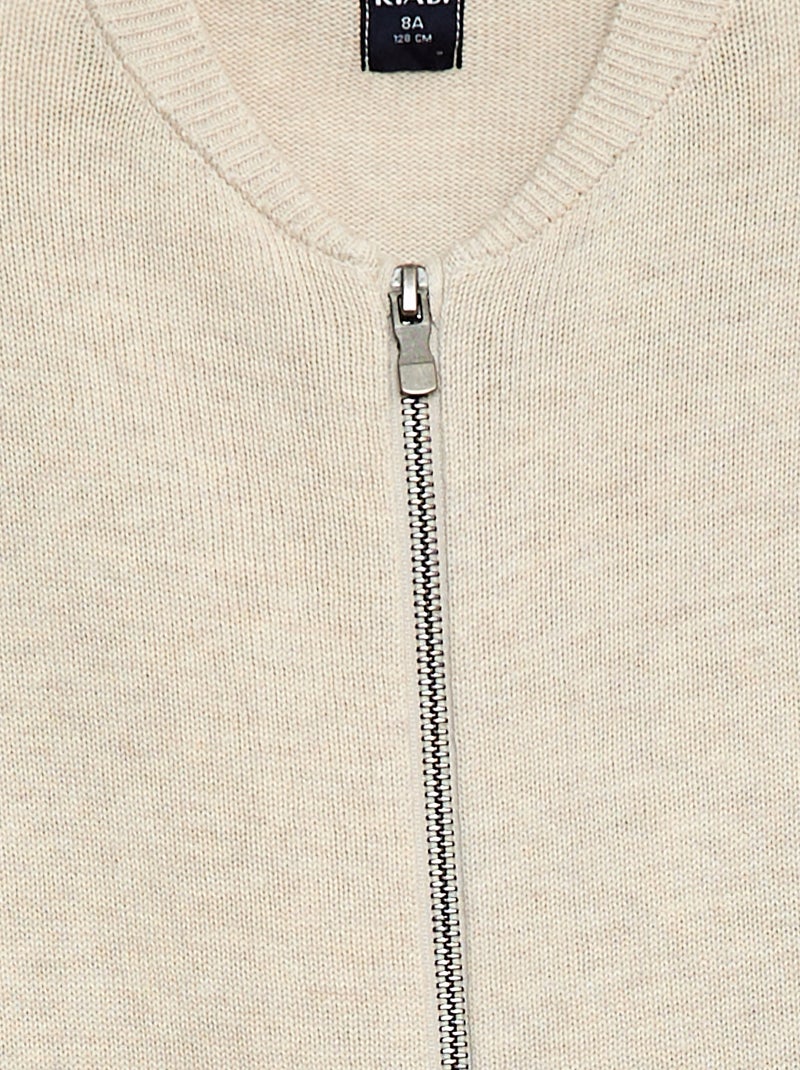 Gilet uni en coton Beige - Kiabi