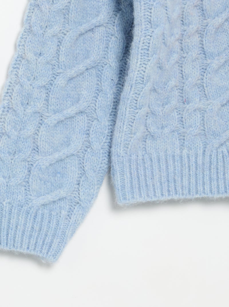 Gilet uni en maille fantaisie Bleu - Kiabi
