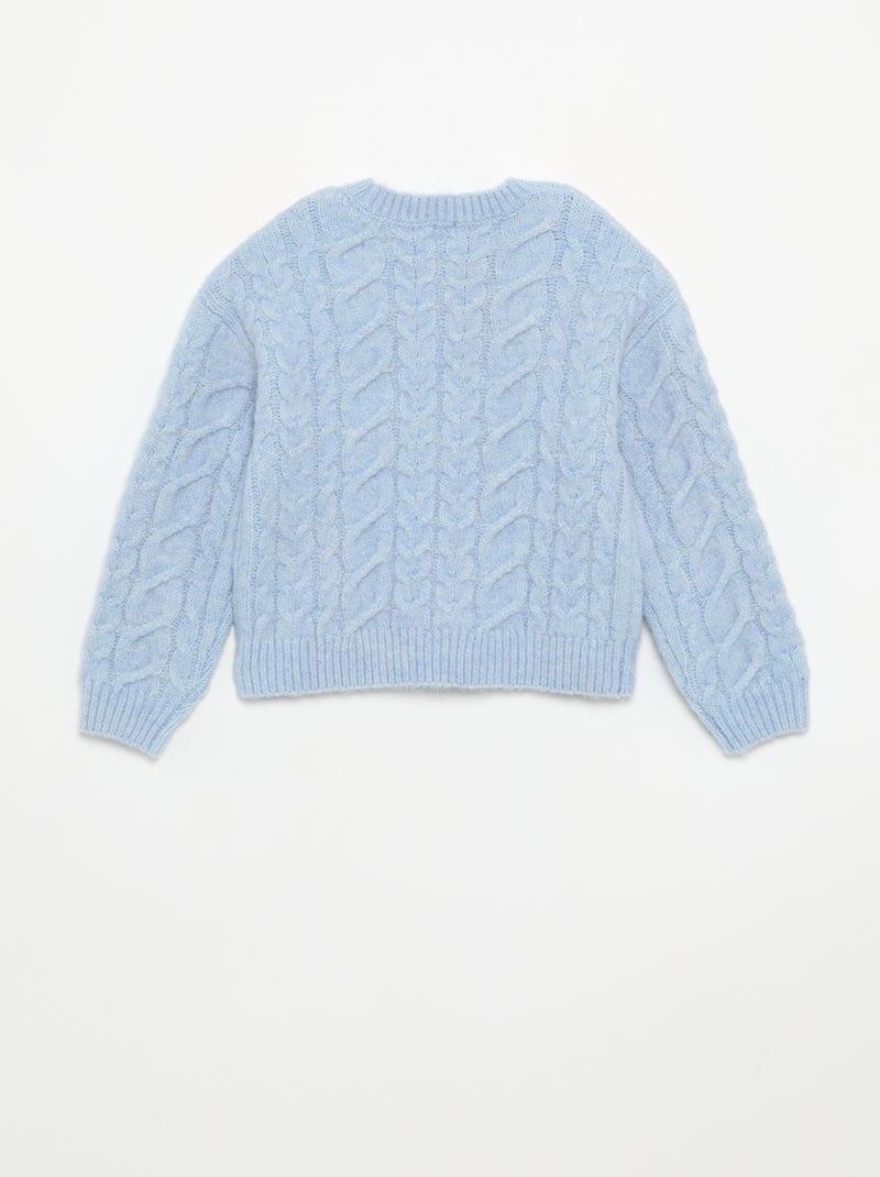 Gilet uni en maille fantaisie Bleu - Kiabi