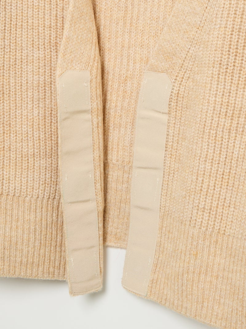 Gilet uni en maille grosse jauge facile à enfiler Beige - Kiabi