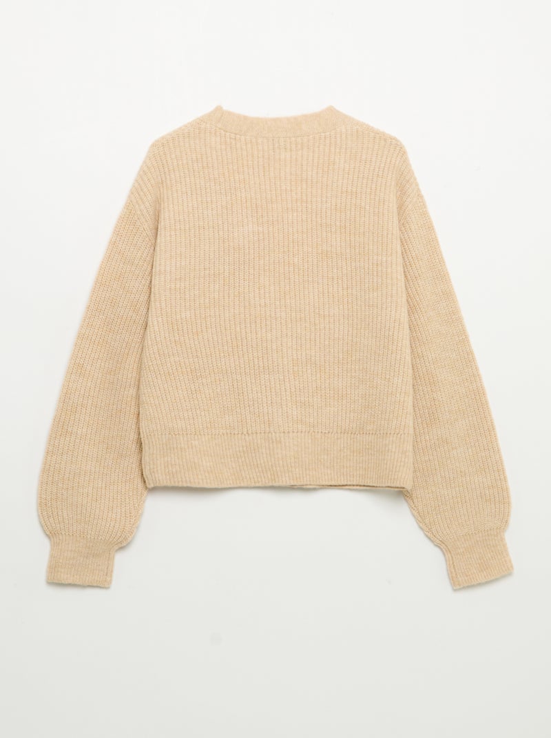 Gilet uni en maille grosse jauge facile à enfiler Beige - Kiabi