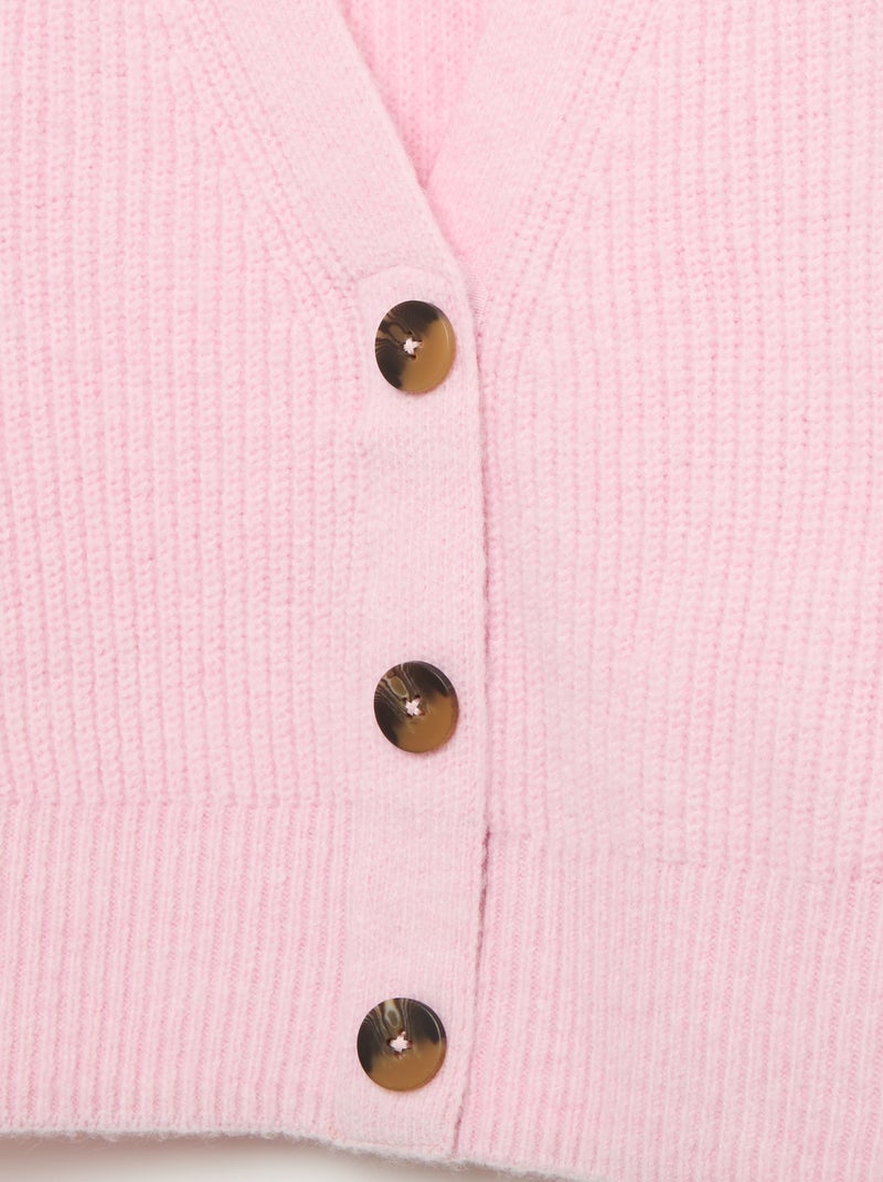 Gilet uni en maille grosse jauge facile à enfiler Rose - Kiabi