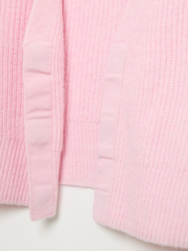 Gilet uni en maille grosse jauge facile à enfiler Rose - Kiabi