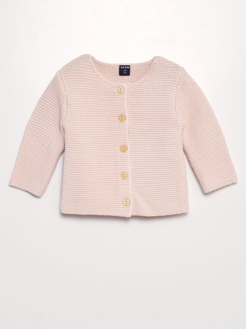 Gilet uni en tricot Rose clair - Kiabi