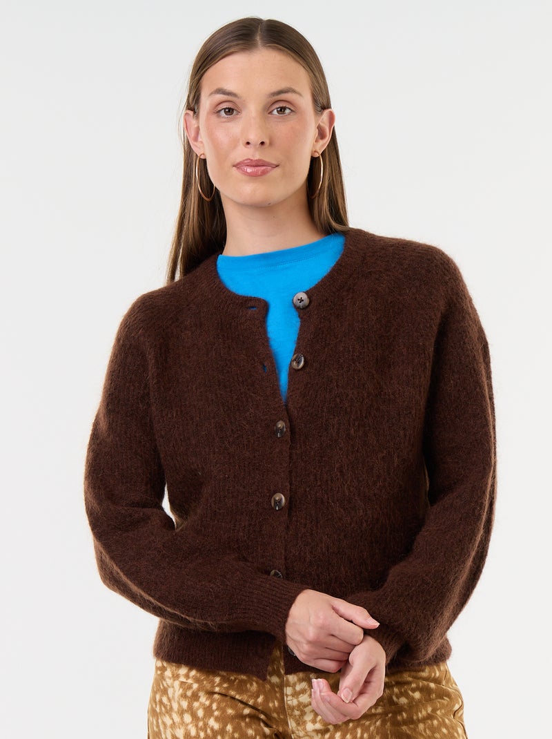 Gilet van mohair- en wolmix met knopen Bruin - Kiabi