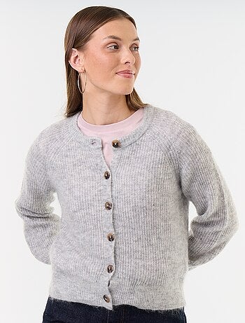 Gilet van mohair- en wolmix met knopen