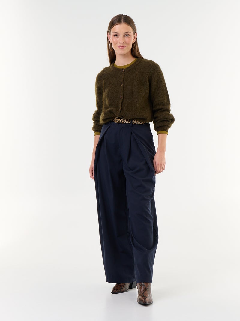 Gilet van mohair- en wolmix met knopen Kaki - Kiabi