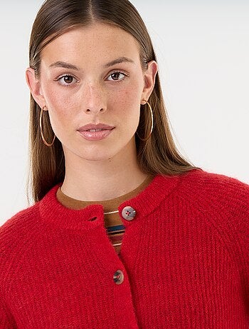 Gilet van mohair- en wolmix met knopen