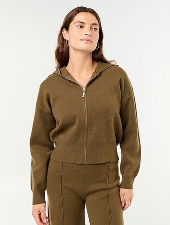 Gilet van ottomanstof met capuchon