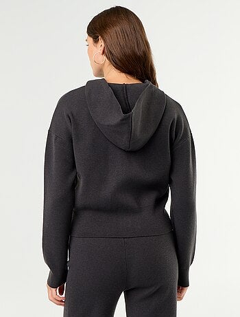 Gilet van ottomanstof met capuchon
