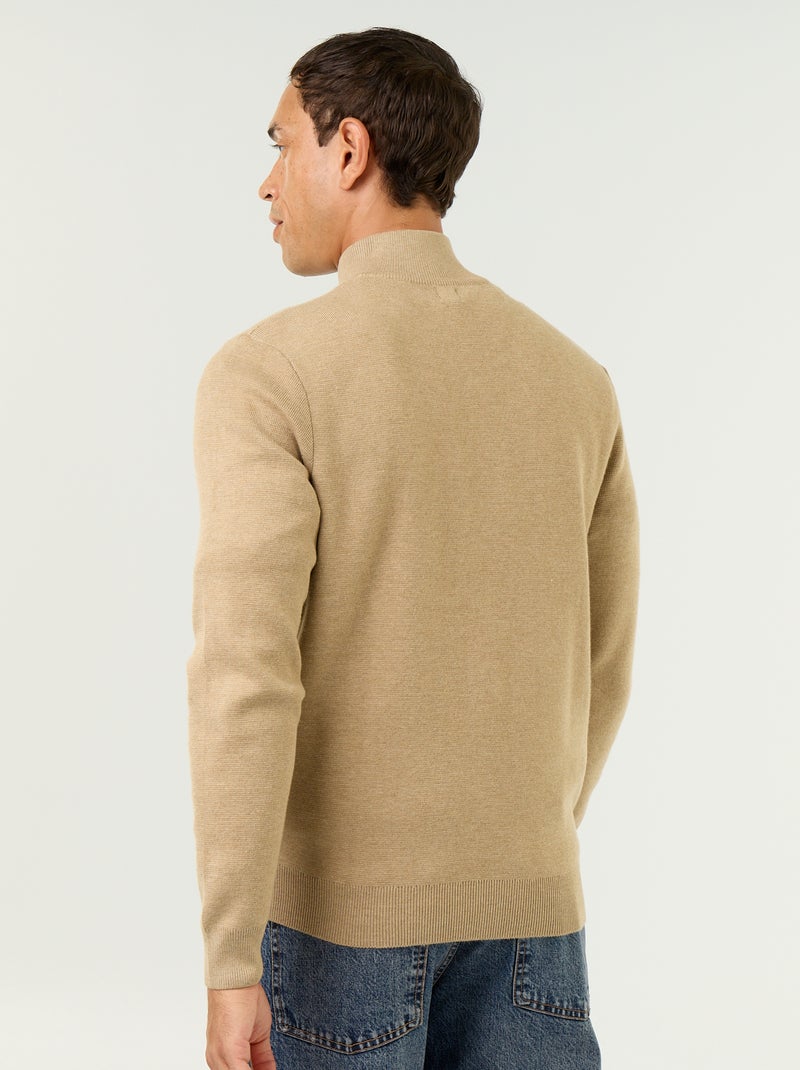 Gilet zippé à col montant Beige - Kiabi
