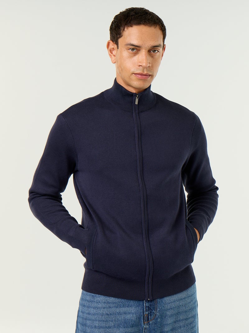 Gilet zippé à col montant Bleu - Kiabi