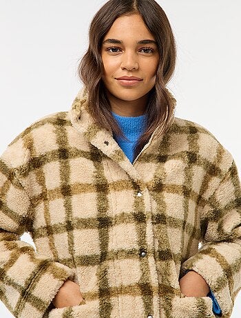 Gilet zippé à col montant effet moutonné