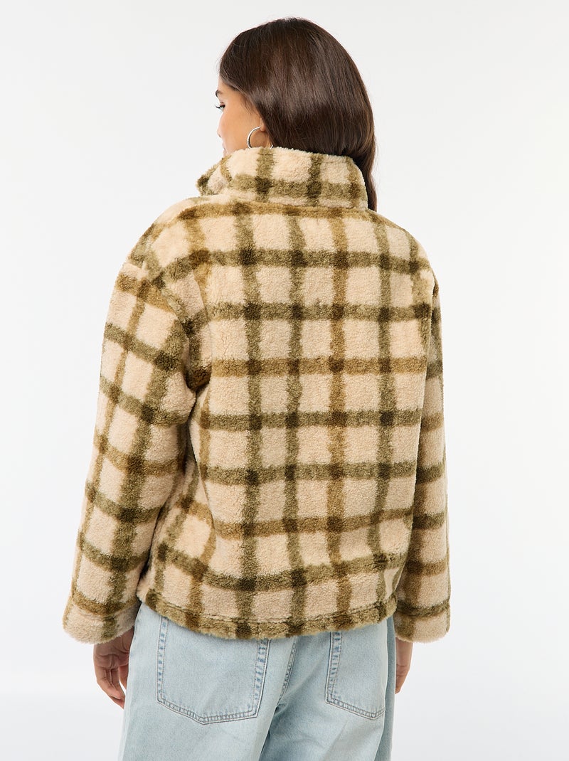 Gilet zippé à col montant effet moutonné Blanc - Kiabi