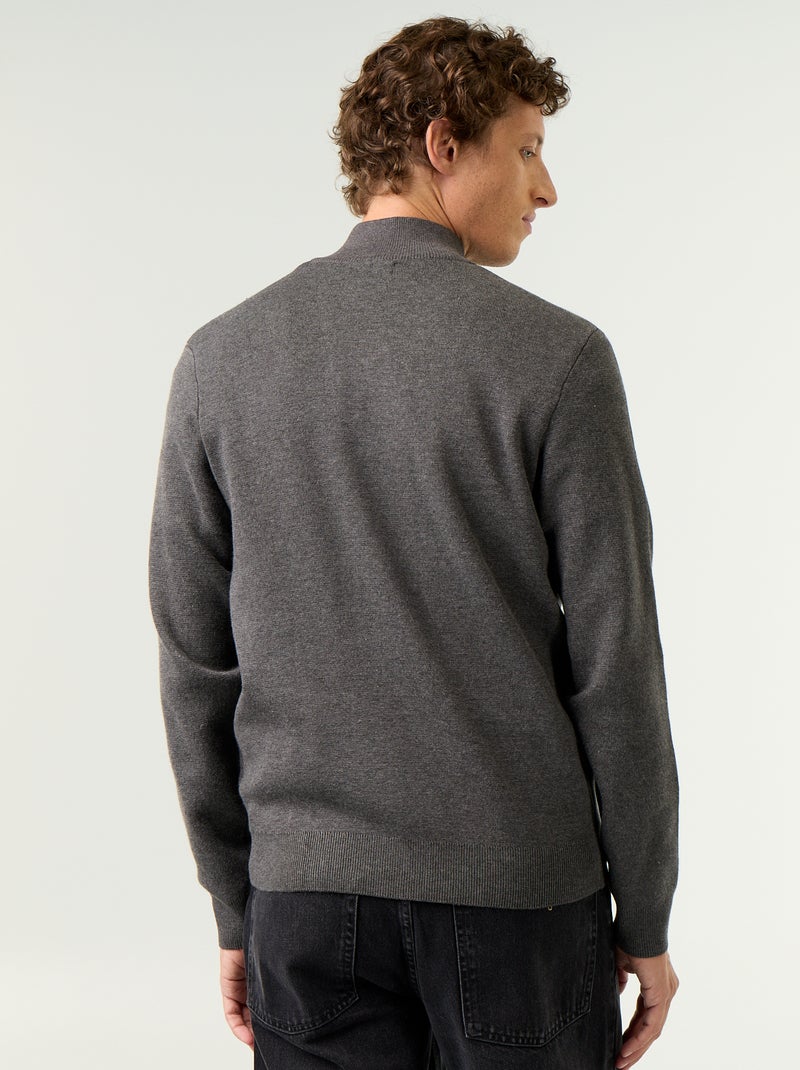 Gilet zippé à col montant Gris - Kiabi