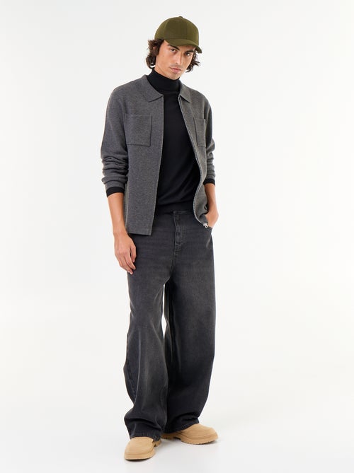 Gilet zippé avec col chemise - Kiabi