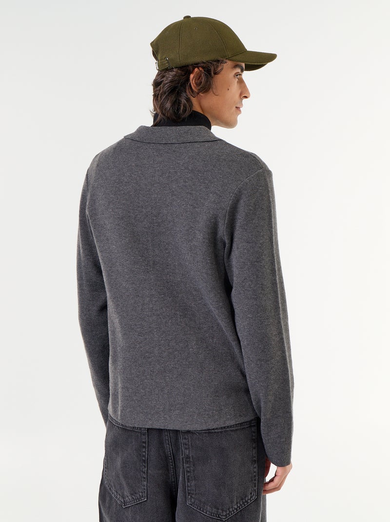Gilet zippé avec col chemise Gris - Kiabi