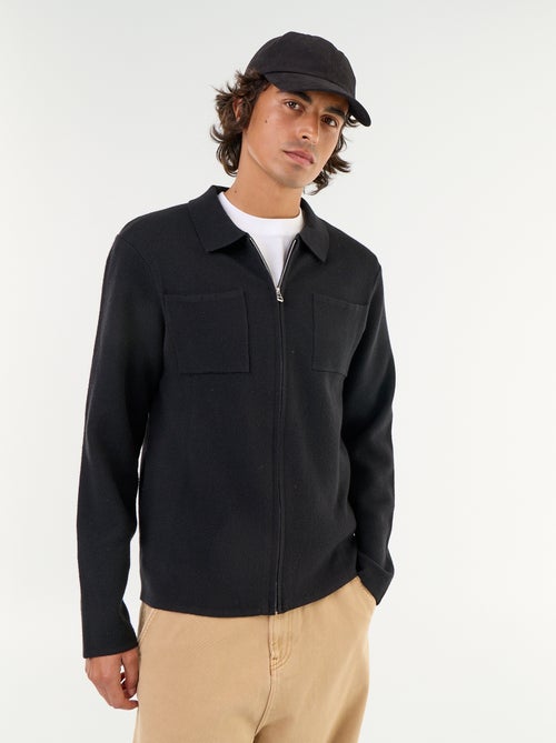 Gilet zippé avec col chemise - Kiabi