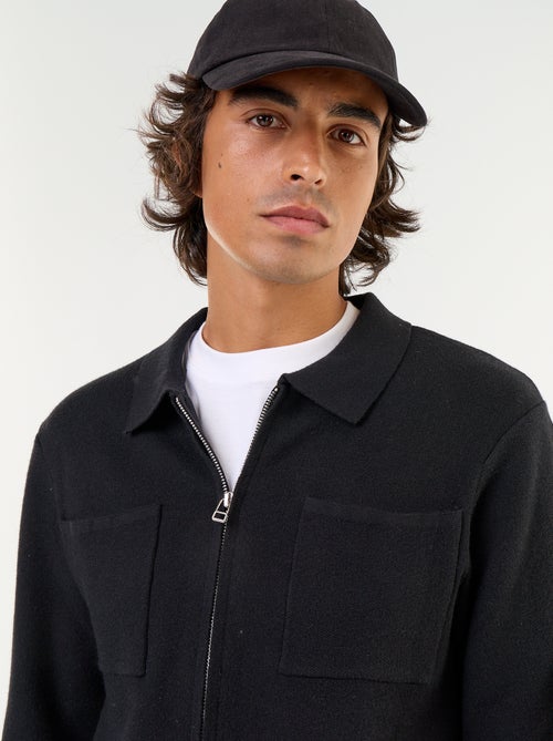 Gilet zippé avec col chemise - Kiabi