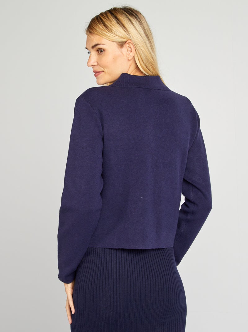 Gilet zippé avec col polo Bleu - Kiabi