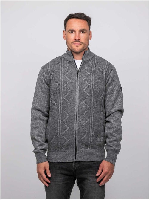 Gilet zippé col montant motif géométrique lideral - Kiabi