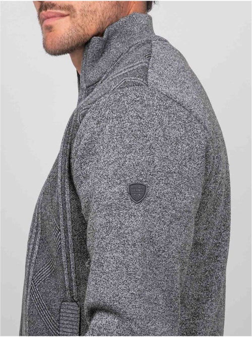 Gilet zippé col montant motif géométrique lideral - Kiabi