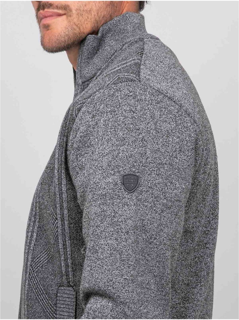 Gilet zippé col montant motif géométrique lideral Gris - Kiabi