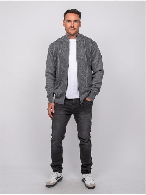 Gilet zippé col montant motif géométrique lideral - Kiabi