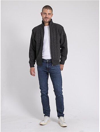 Gilet zippé col montant pur coton litriton
