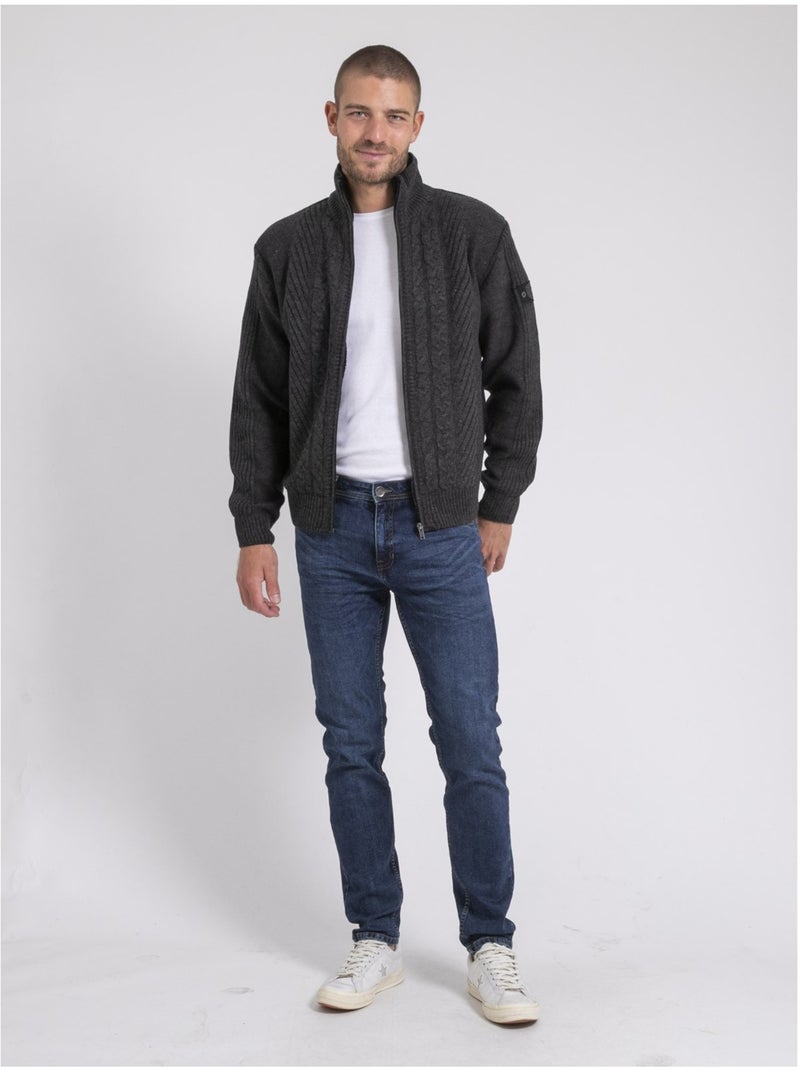 Gilet zippé col montant pur coton litriton gris anthracite - Kiabi