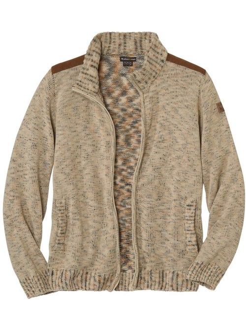 Gilet Zippé en Tricot Moucheté   - ATLAS FOR MEN - Kiabi