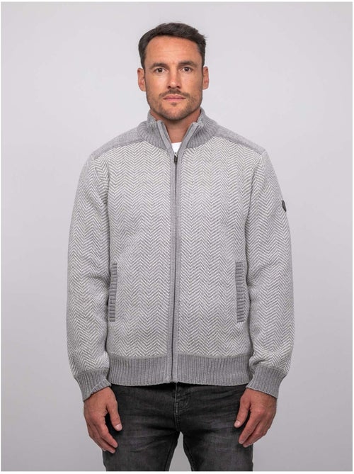 Gilet zippé motif chevrons lenidico - Kiabi