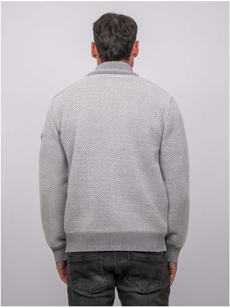 Gilet zippé motif chevrons lenidico Gris - Kiabi