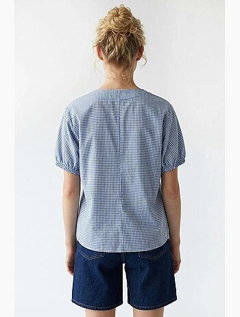 Gingham poplin overhemd met knoopsluiting mixray