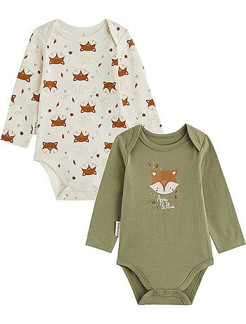 Ginkgo babyrompertjes met lange mouwen (2 stuks)
