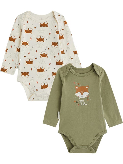 Ginkgo babyrompertjes met lange mouwen (2 stuks) - Kiabi Ginkgo babyrompertjes met lange mouwen (2 stuks) - Kiabi