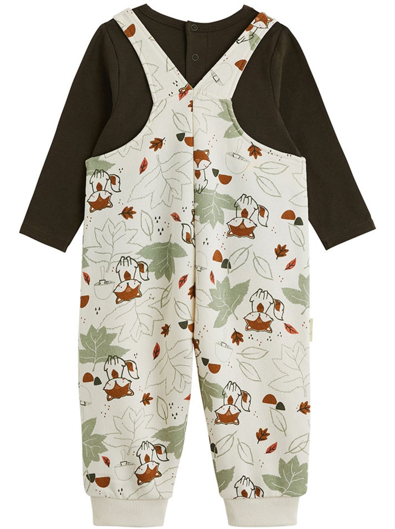 Ginkgo fleece babyoveralls en t-shirt set Ecru - Kiabi