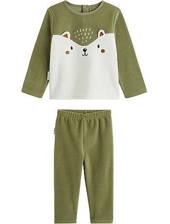 Ginkgo tweedelige fleece kinderpyjama